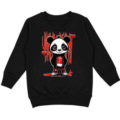 Panda Love Crew Sweatshirt, Black (Toddler, Youth, Adult)