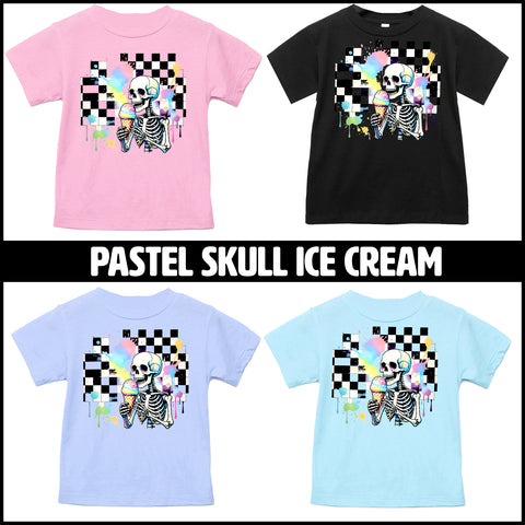Pastel SKULL ICE CREAM Tees, (Multiple Options)