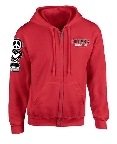 Columbia PEACE,LOVE,ASTRO Zip Hoodie, Red