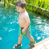 Bright Green Checker ETHAN SWIM Shorts (Toddler-Youth)