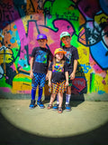 Neon Red Panda Tee, Black  (Baby, Kids, Adult)