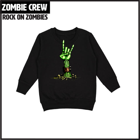 Zombie ROCK ON Crew Sweatshirt, Black