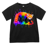 Neon Red Panda Tee, Black  (Baby, Kids, Adult)