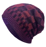 Mono Checks Beanie, Burgundy  (Medium/Large)