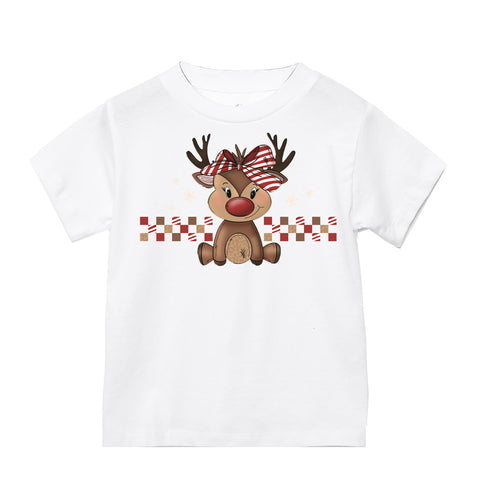 Girly Reindeer Tee, White  (Infant, Toddler, Youth, Adult)