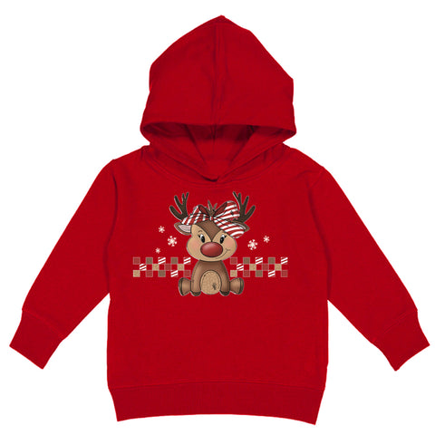 Girly Reindeer Hoodie, Red (Toddler, Youth, Adult)