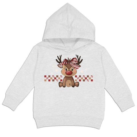 Girly Reindeer Hoodie, White  (Toddler, Youth, Adult)
