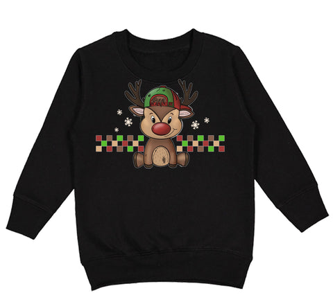Reindeer Boy Crew Sweatshirt, Black  (Toddler, Youth, Adult)