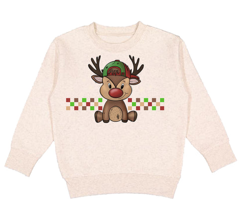 Reindeer Boy Crew Sweatshirt, Natural (Toddler, Youth, Adult)