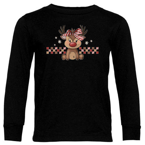 Girly Reindeer LS Shirt, Black (Infant, Toddler, Youth, Adult)