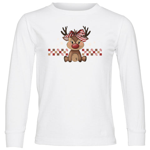 Girly Reindeer LS Shirt, White (Infant, Toddler, Youth, Adult)