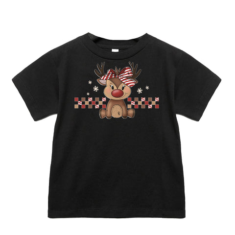 Girly Reindeer Tee, Black  (Infant, Toddler, Youth, Adult)