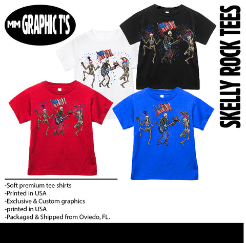 RWB Dancing Skellys Tees, (Multiple Options)