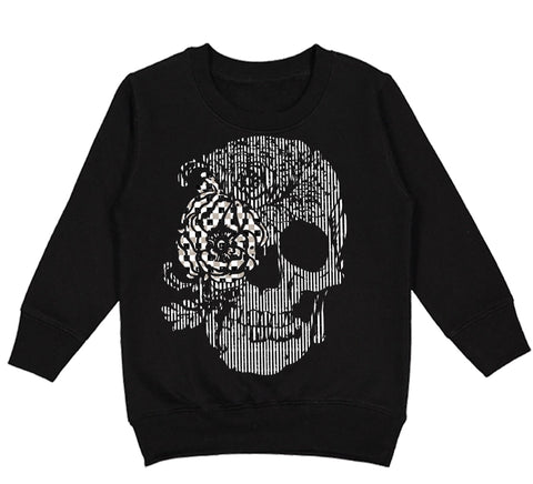 Stripe Skull Crew Sweatshirt, Black (Toddler, Youth, Adult
