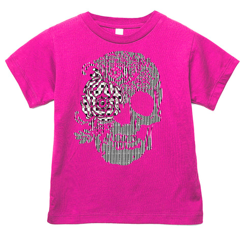 Mono Stripe Skull T, Hot Pink (Infant, Toddler, Youth, Adult)