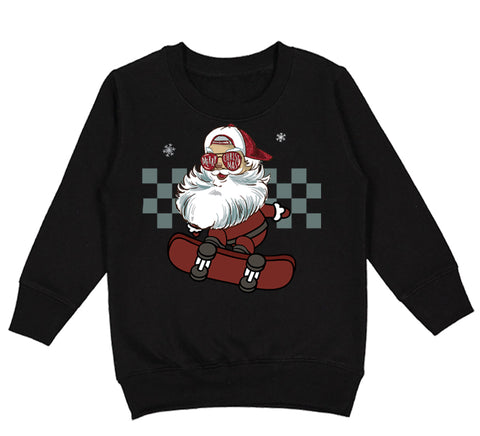 Santa Skater Crew Sweatshirt, Black  (Toddler, Youth, Adult)
