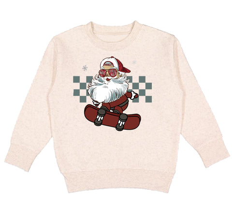 Santa Skater Crew Sweatshirt, Natural (Toddler, Youth, Adult)