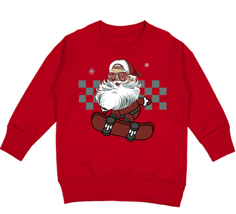 Santa Skater Crew Sweatshirt, Red (Toddler, Youth, Adult)