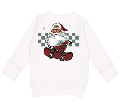 Santa Skater Crew Sweatshirt, White (Toddler, Youth, Adult)