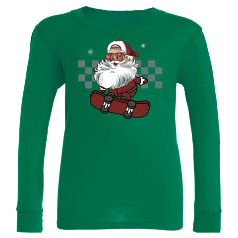 Santa Skater LS Shirt, Green (Infant, Toddler, Youth, Adult)