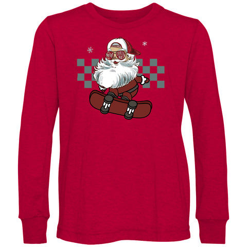 Santa Skater LS Shirt, Red (Infant, Toddler, Youth, Adult)