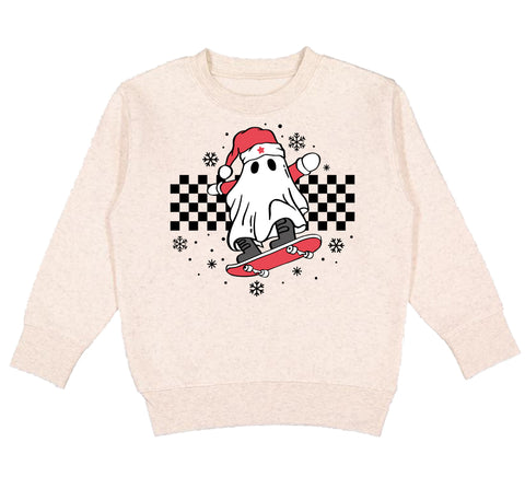 XMAS Ghost Crew Sweatshirt, Natural (Toddler, Youth, Adult)