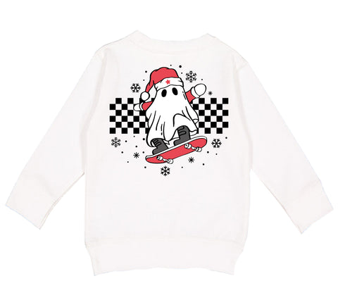 XMAS Ghost Crew Sweatshirt, White  (Toddler, Youth, Adult)