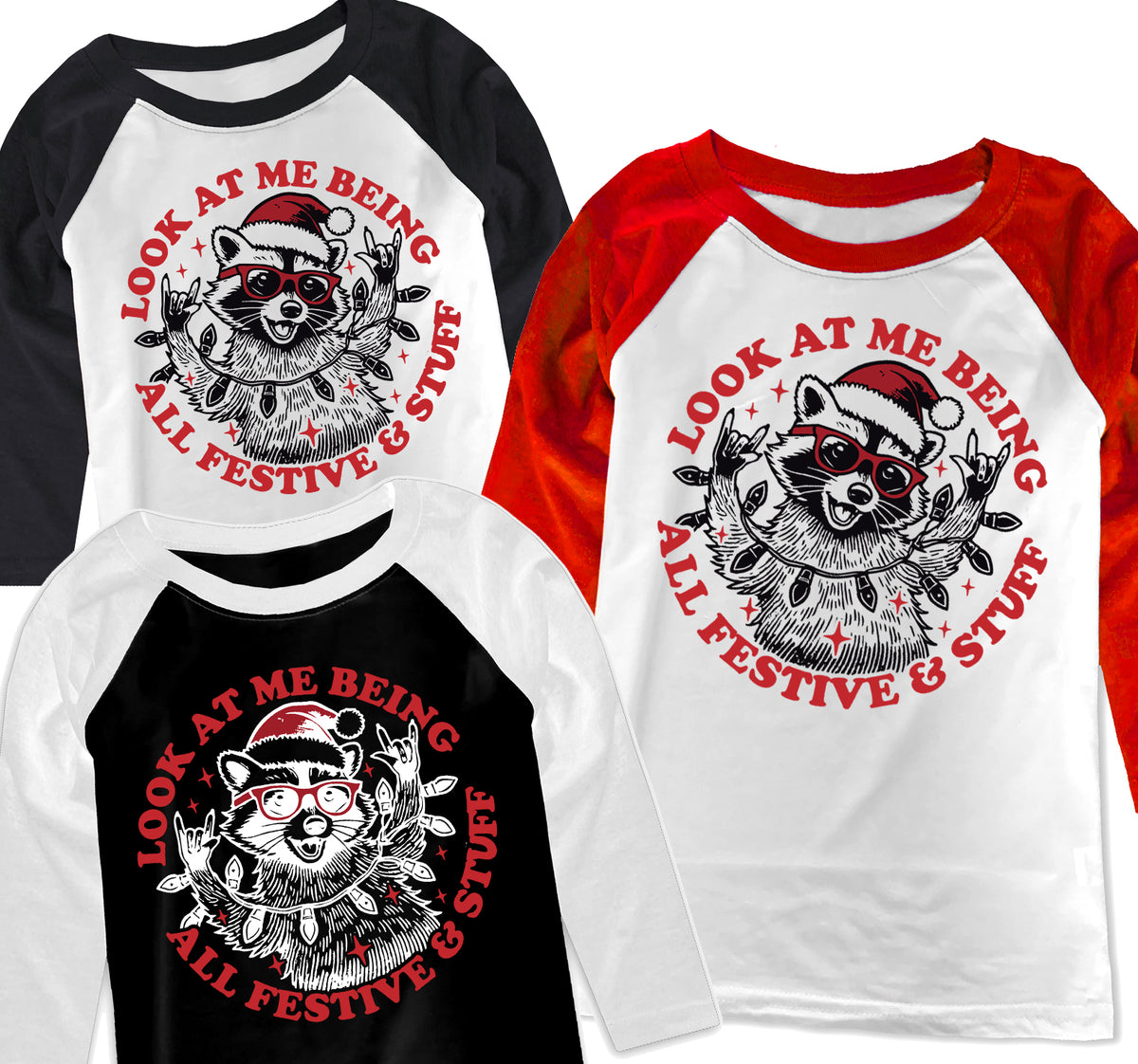 Trash Panda Christmas Raglans, (Multiple Options) – Micro Me Shop