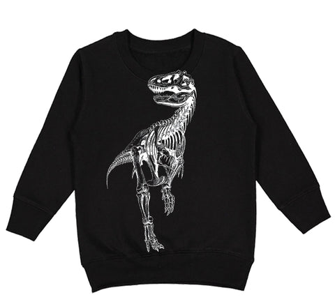T-REX Bones Crew Sweatshirt, Black (Toddler, Youth, Adult)