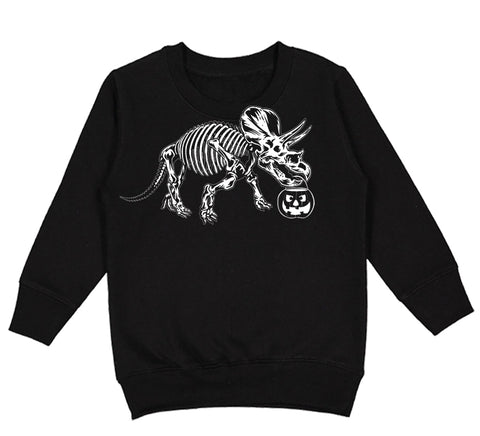 Triceratops Crew Sweatshirt, Black (Toddler, Youth, Adult)