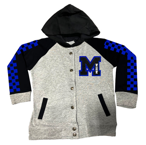 Varsity Faux Chenille Jacket, Grey/Blk/Blue (Infant, Toddler, Youth)