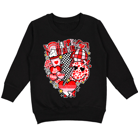 Vday Collage Crew Sweatshirt,Black (Toddler, Youth, Adult)