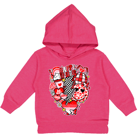 Vday Collage Hoodie, Hot Pink (Toddler, Youth, Adult)