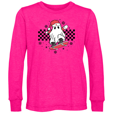 XMAS Ghost LS Shirt, Hot Pink (Infant, Toddler, Youth, Adult)