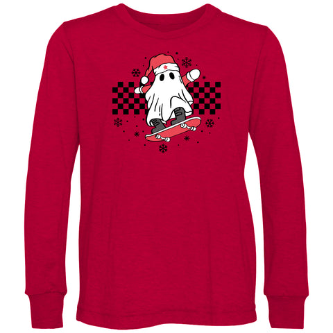 XMAS Ghost LS Shirt, Red (Infant, Toddler, Youth, Adult)