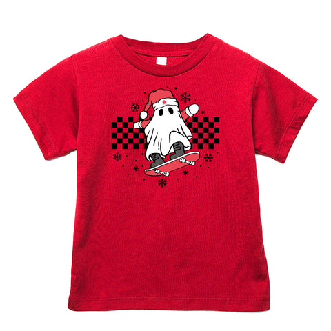 Xmas Skater Ghost Tee, Red  (Infant, Toddler, Youth, Adult)