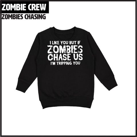 Zombies CHASING Crew Sweatshirt, Black