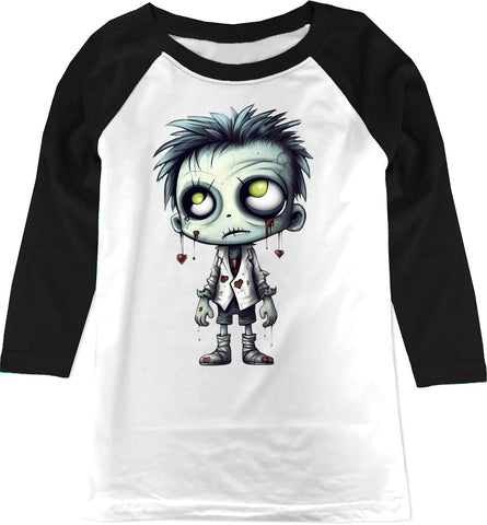 Zombie Toon Raglan, W/B  (Infant, Toddler, Youth, Adult)