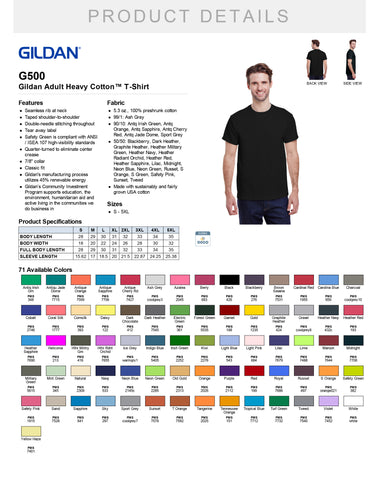 CORP-Gildan 50/50 Tee Shirt- FULL Color DTF Screen/2 Placements