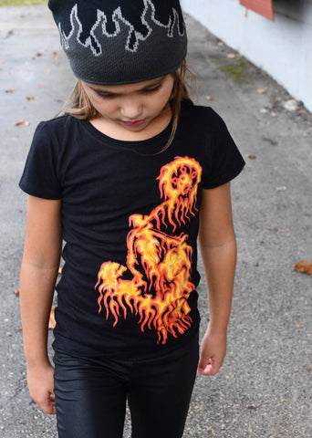 Flaming Moto Tee or Tank, Black  (Infant, Toddler, Youth, Adult)