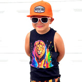 Neon Lion Tank, Black  (Baby, Kids, Adult)