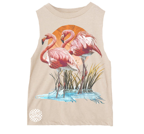 2 FLAMINGOS Muscle Tank, Natural  (Toddler, Youth, Adult)