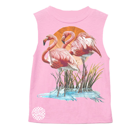2 FLAMINGOS Muscle Tank, Lt. Pink  (Infant, Toddler, Youth, Adult)