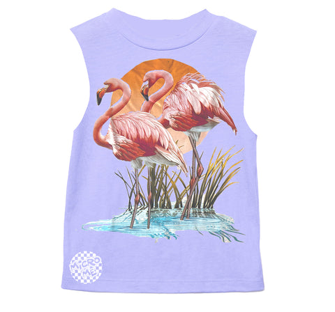 2 FLAMINGOS Muscle Tank ,Lavender (Infant, Toddler, Youth, Adult)