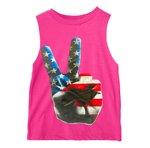Peace Muscle Tank, Hot Pink (Toddler, Youth, Adult)