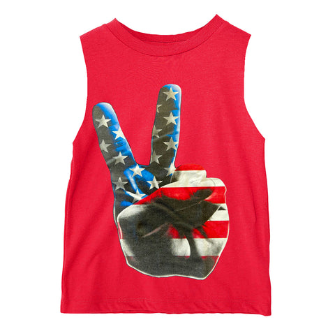 Peace Muscle Tank, Red (Toddler, Youth, Adult)
