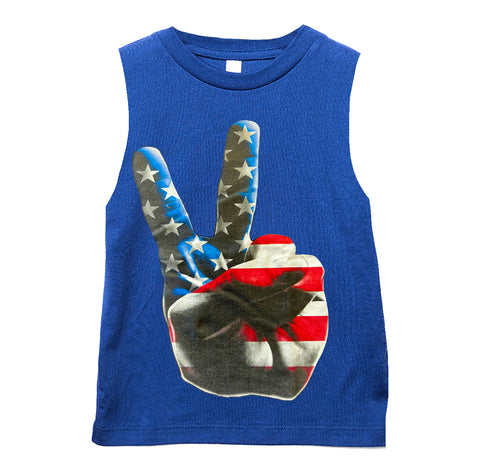 Peace Muscle Tank, Royal (Toddler, Youth, Adult)