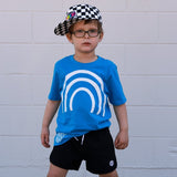 Over the Rainbow Tee, Neon Blue  (Infant, Toddler, Youth, Adult)