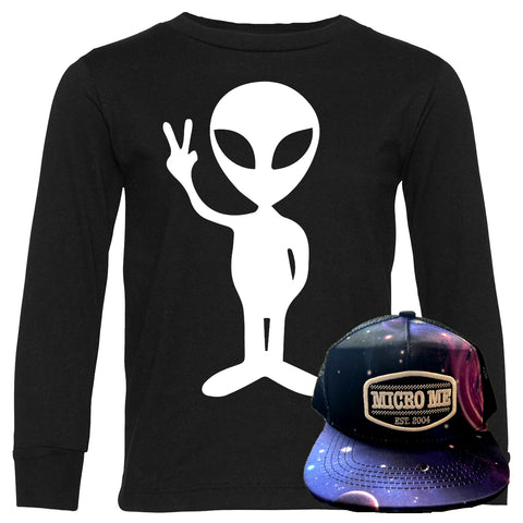 Alien LS Shirt & Galaxy Patch Hat Set