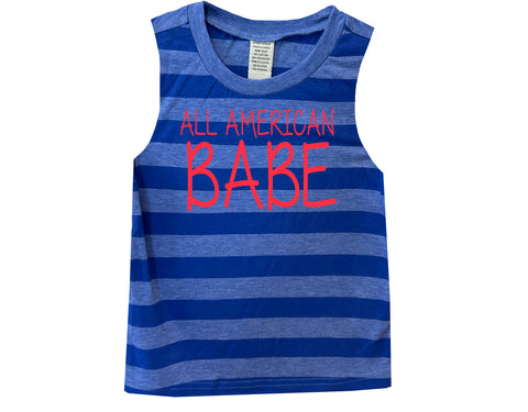All American Babe Muscle Tank, Royal(Toddler, Youth)